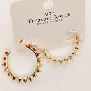 Gold Plated Rainbow Sun Hoops